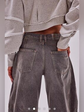 Free people lucky you barrel jeans archive gray NWOT